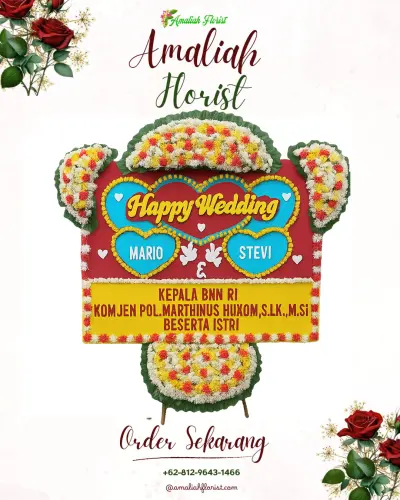 Karangan Papan Bunga Pernikahan di Tanjung Sari Surabaya